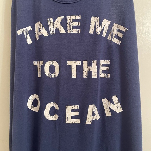 Blue ‘Take me to the ocean’ tank top - Picture 2 of 5